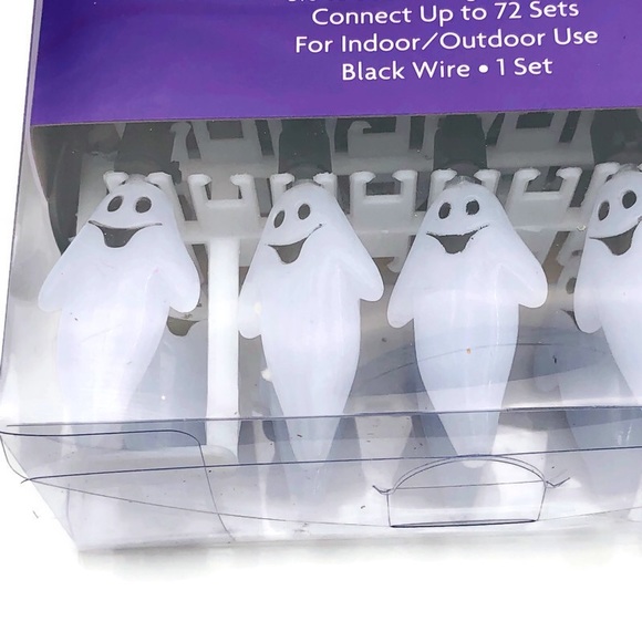 Ghost 20 Count String Lights LED Halloween 8 Foot Black Wire New in Box … - Picture 3 of 12